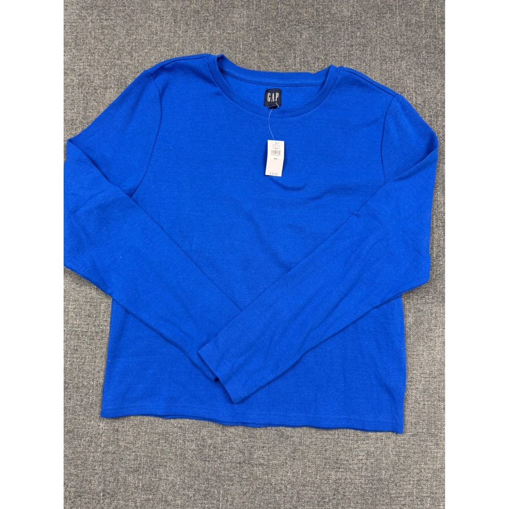 Gap Womens XXL Royal Blue Ribbed Long Sleeve Crew Neck Top 416589-07-1 NWT